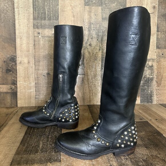 Ash Vamos Studded Side Zip Riding Moto Boots Womens EUR 37.5 US 7.5 - Picture 7 of 12